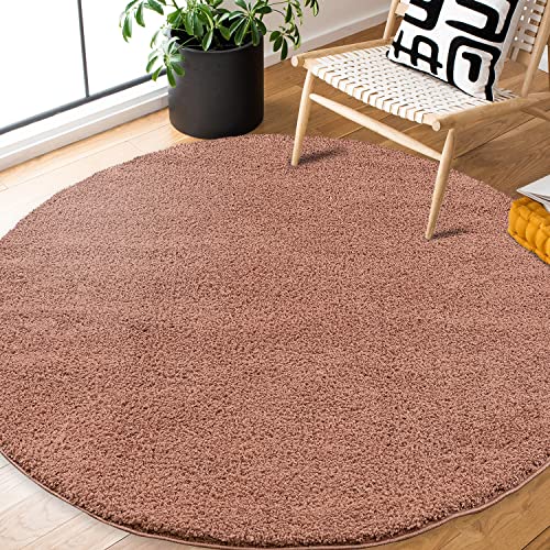 payé Alfombra redonda de pelo largo, color rosa, 120 x 120 cm, suave, decoración para dormitorio o habitación de los...