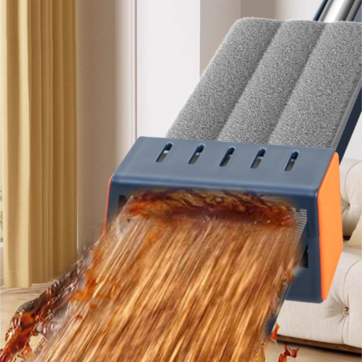 Fregona Fregona con Tableta De Lavado Manos Libres, Herramienta Limpieza Doméstica, Grande Absorción Agua, Perezosa Limpieza Suelo