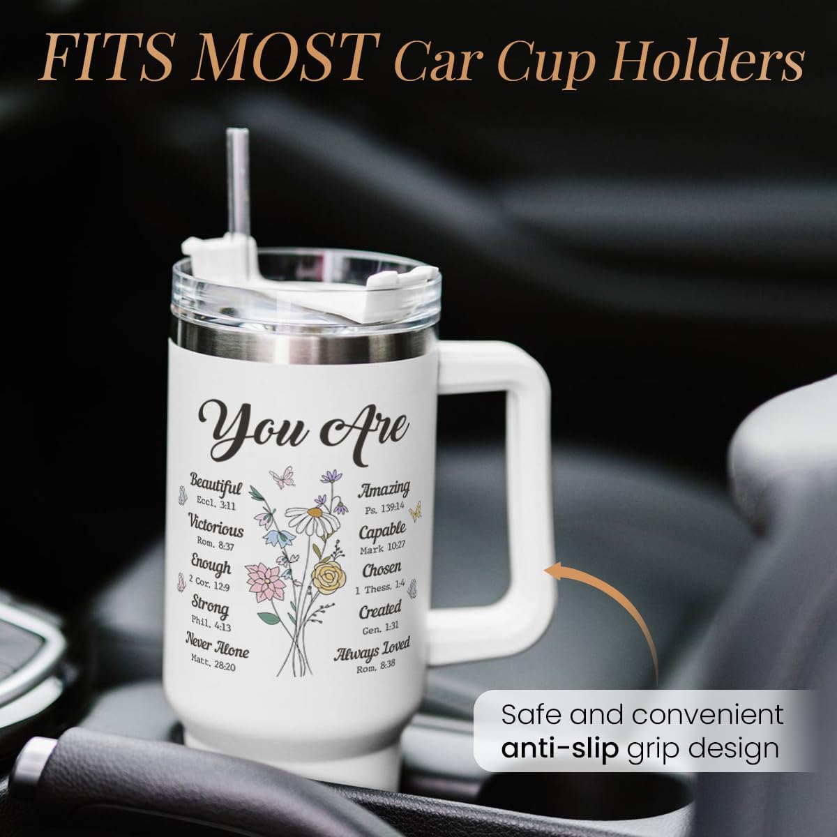 SANDJEST Christian Gifts for Women, Inspiration Gifts Tumbler 40oz Stainless Steel Insulated with Handle and Straw - Mother's Day Birthday Religious Gifts for Mom, Friend, Sister, Grandma - Image 6