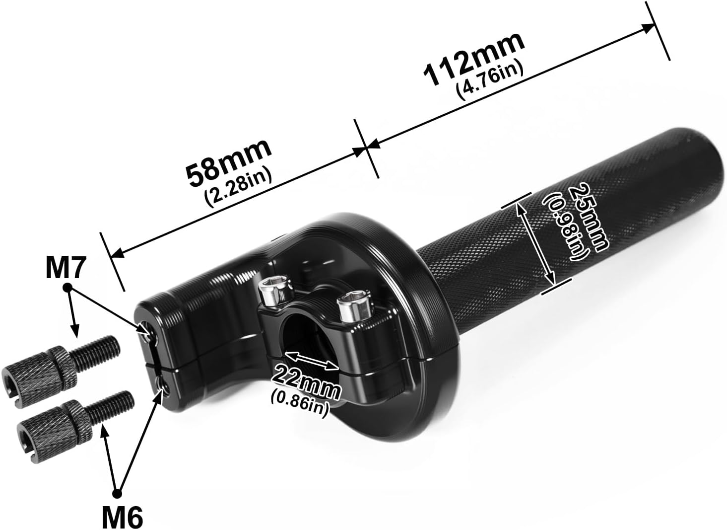 Throttle Twist Assembly with Double Cable,Quick-Release 22mm CNC Aluminum Body Pull/Push Throttle Girp for Motorcycle,Off Road,Dirt Bike,Large-Displacement(Black)
