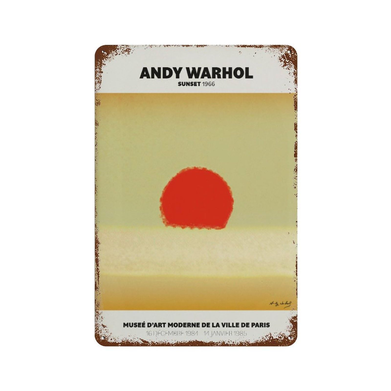xiaoxiaoshen Andy Warhol Sunset Exhibition Pop Wall Decor Art Metal Tin Poster Modern Home Decor Art Home Bar Shop Decorations Vintage Sign 30x20cm
