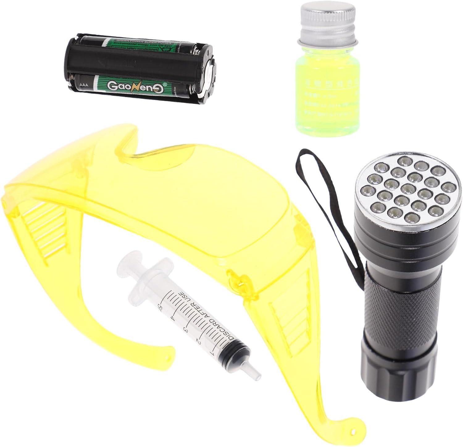 Ipetboom Car Ac Leak Detector Tool Kit with UV Flashlight and Refrigerant Dye, Automotive Air Conditioner Leak Test Set for Auto Repair and Maintenance