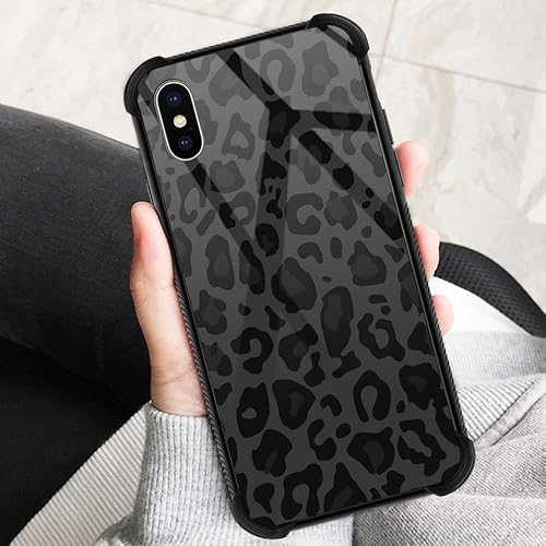 Miniatura 3 de Funda para iPhone XR, protección de grado militar, esquinas a prueba de golpes, funda antiarañazos para iPhone XR, leopardo negro y gris
