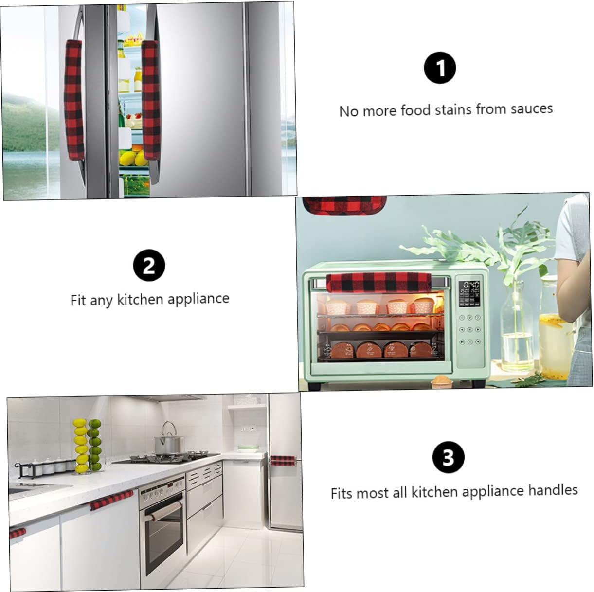 6pcs Refrigerator Handle Checkered Cloth Protector for Home Fridge Fits Kitchen Appliances Keep Handles Clean Warm for Use