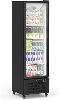 12.2 Cu.Ft Commercial Refrigerator, Glass Door Beverage Cooler with Adjustable Shelves, LED Light Display Fridge for Restaurant, Supermarket, Bar, Home, Office, Black