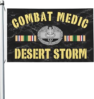 Combat Medic Desert Storm Flag Double Sided 3X5 Ft Vivid Color and UV Fade Resistant Outdoor Banner Lawn Decor