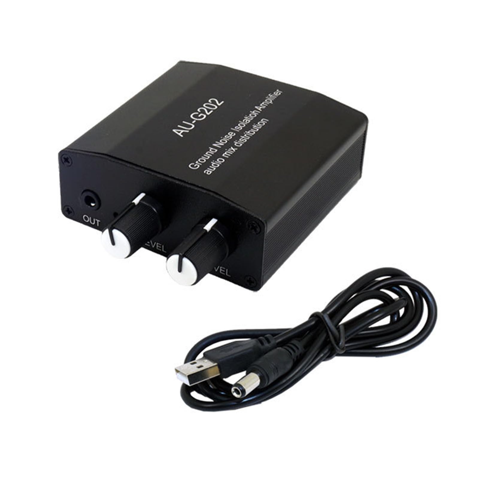 Maxtonser 2-In-2-Out 3.5mm Stereo Headphone Mixer with Sound Control Computer Game Speakers Headphones Auditory Mixer