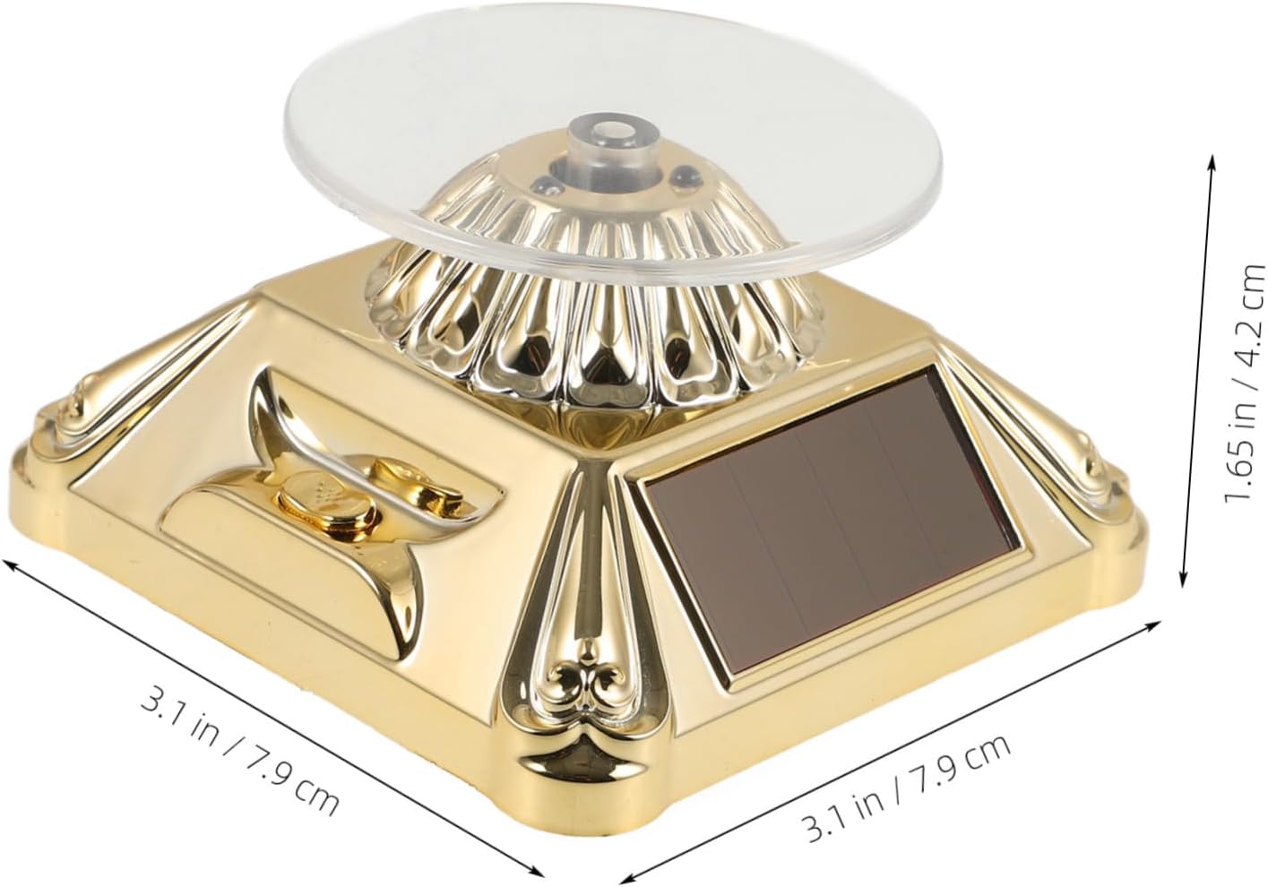 Unomor Solar Powered Rotating Display Stand for Jewelry 360 Degree Automatic Motorized LED Turntable Spinning Showcase for Rings Necklaces and Bracelets