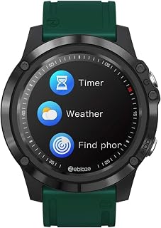 QESTO Reloj inteligente DSD con monitor de frecuencia cardíaca y sueño, pulsera de pantalla táctil de color de círculo completo de alta definición de 1.3 pulgadas, azul (gris) (verde)
