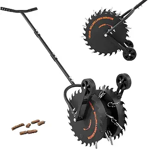 VEVOR Rolling Lawn Core Aerator, 16.6 in Coring Aerator Roller with Anti-Clog Tines, Heavy Duty & Rust-Resistant