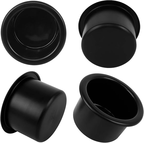 4 Pieces Plastic Cup Holder Inserts, 87mm Diameter Table Cup Holder Insert Black Car Drinks Holder for Sofa Couch RV Boat