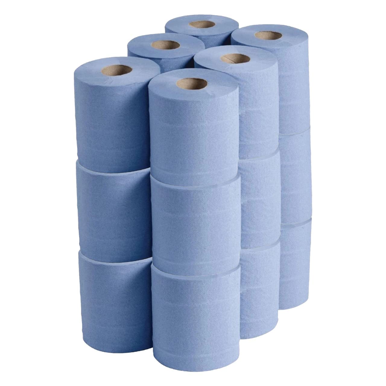 Super Quality Centrefeed Blue Roll - 2 Ply Embossed Blue Paper Towel Roll (3-Pack – 18 Rolls), 80 metre
