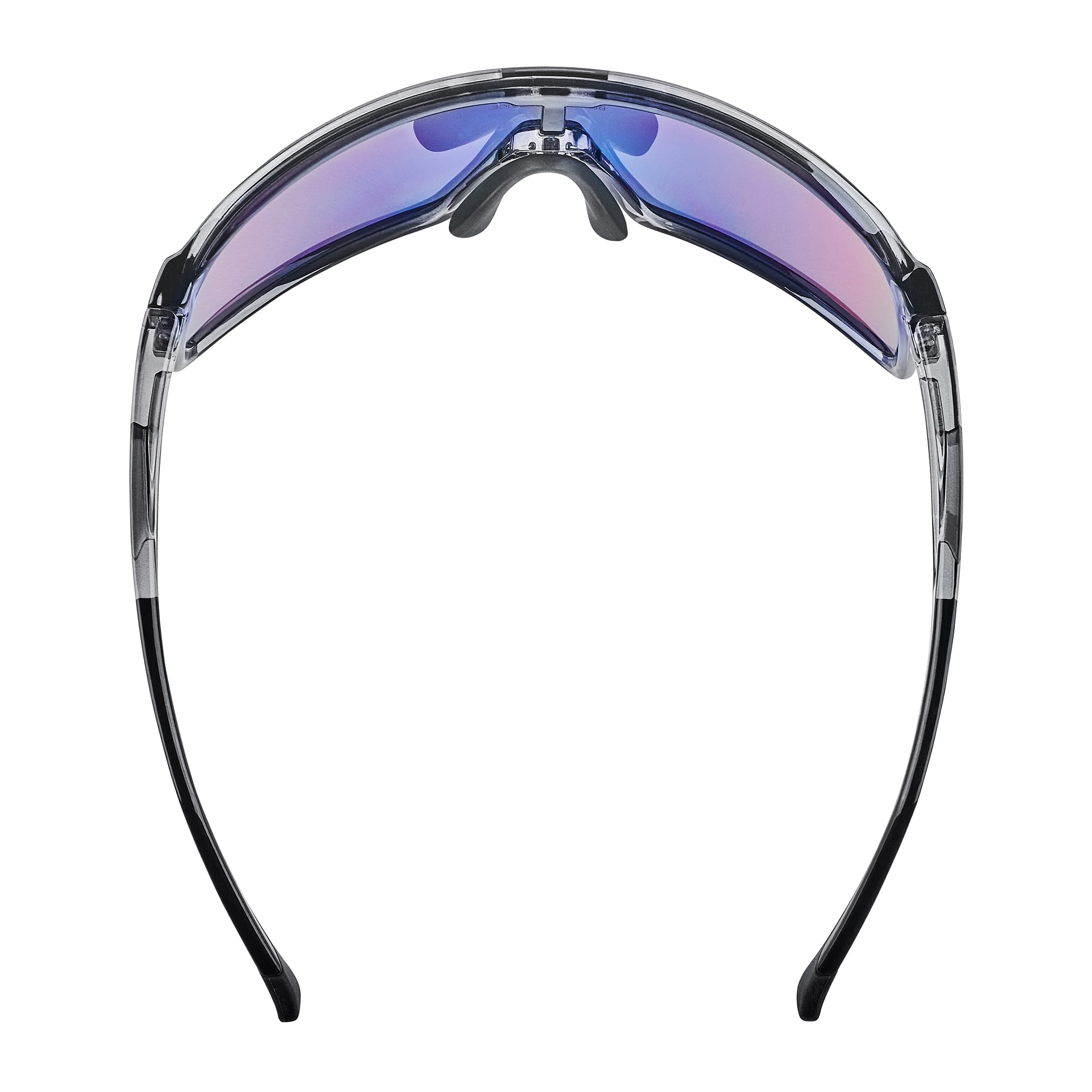 Black Crevice Occhiali sportivi neri, unisex, con lenti cilindriche, custodia e sacchetto in micropile, occhiali da sole sportivi con protezione UV al 100%, occhiali sportivi con naselli gommati e