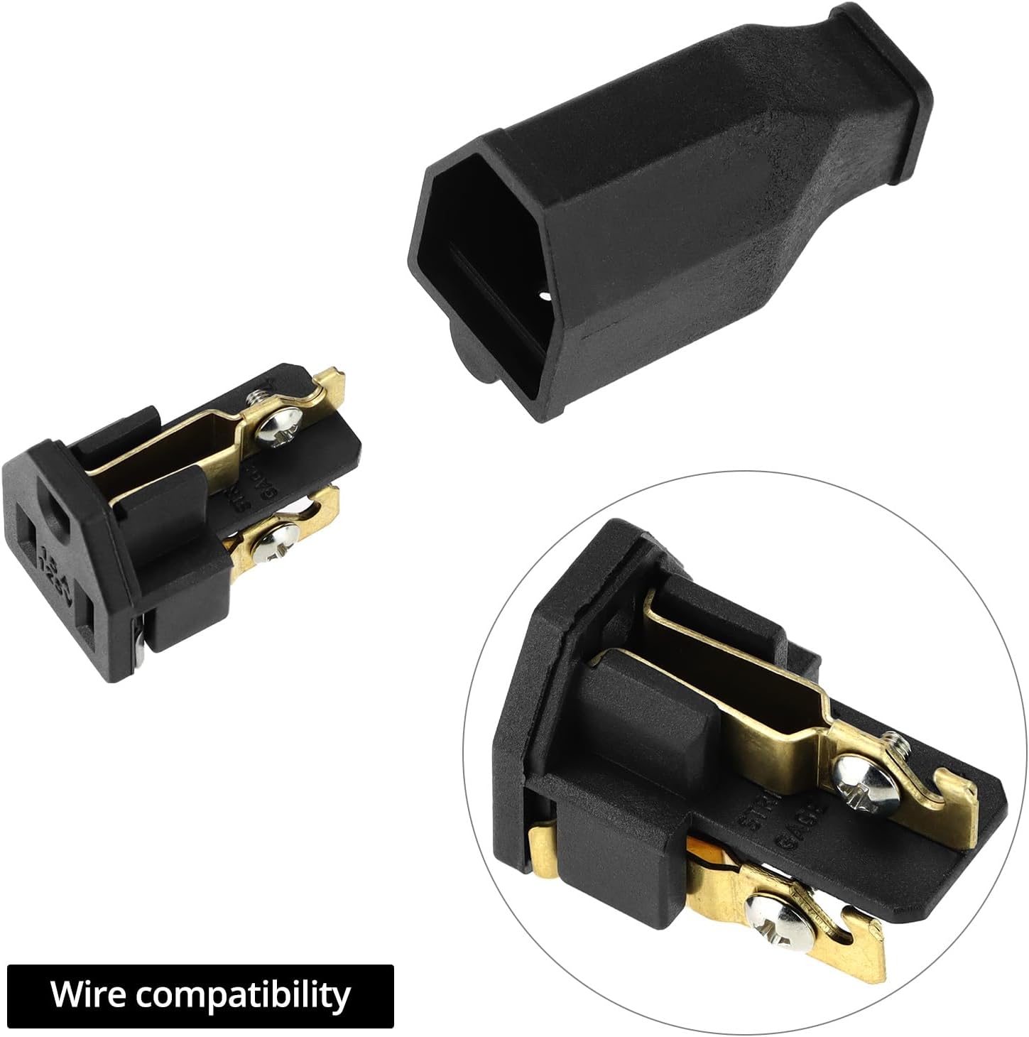 QWORK Extension Cord Plug Replacement – Includes 10 Female Ends, 125V 15A, 2 Pole 3 Wire Female Connectors