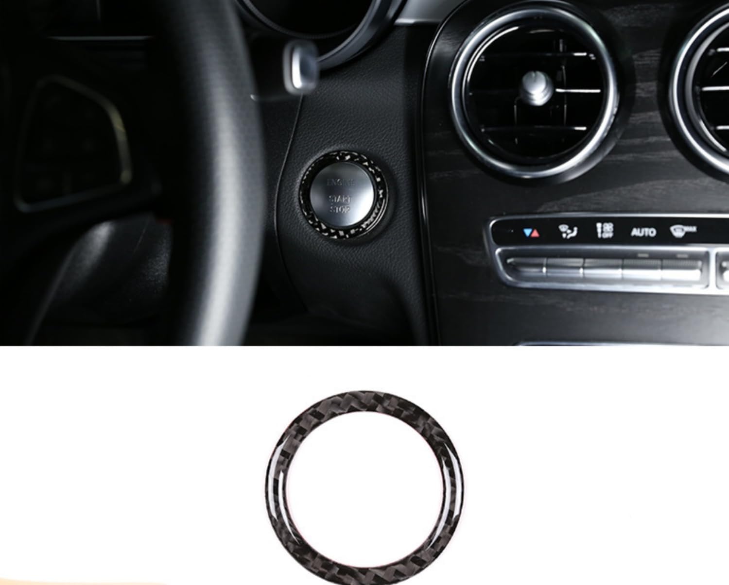 Compatible with Mercedes Benz C-Class 2014-2021 W205 C300 GLC300 Carbon Fiber Ignition Button Sticker for Car Interior Accessories