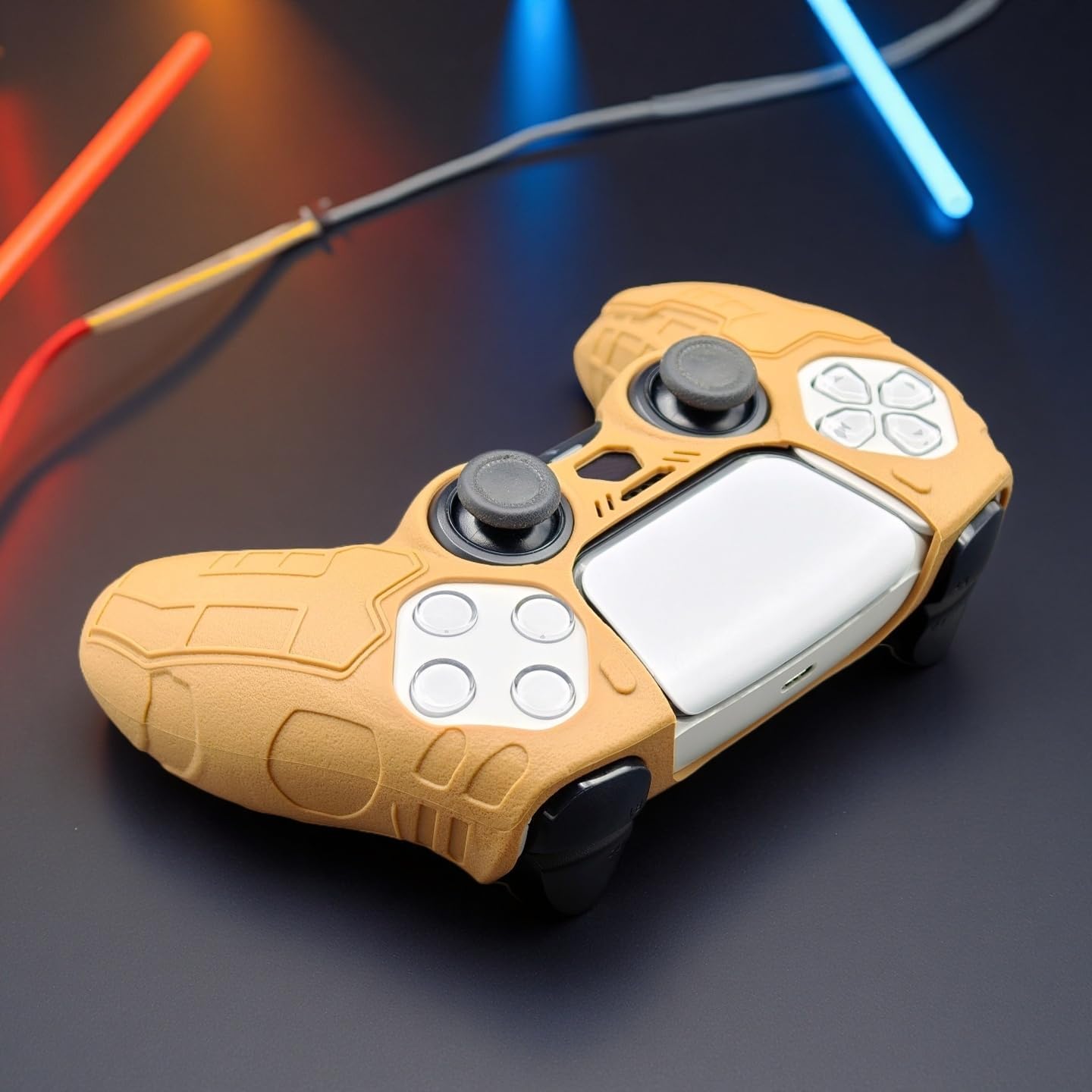 Luck&Link Tactical Skin Grip Cover for PS5 Controller, Anti-Slip Tactical Style | Silicone Protective Cove (Desert Yellow)