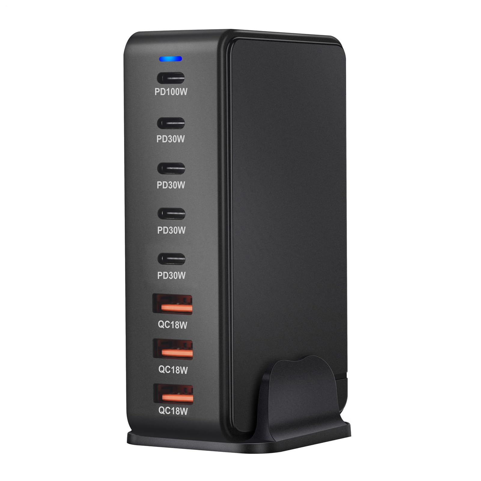 Cargador USB Adaptador de Carga Rápida con 8 Puertos | Cargador USB C 268W para Teléfonos Tabletas Portátiles y Dispositivos Electrónicos de Oficina en Casa