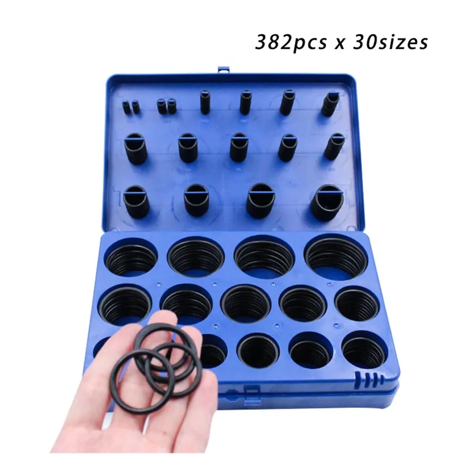 Kit de juntas tóricas de goma NBR, 30 tamaños, juego de juntas tóricas de sellado de nitrilo, caja de kit surtido azul, anillo resistente al aceite