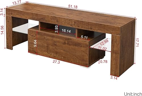 Miniatura 7 de Soporte de TV con luces LED RGB, moderno centro de entretenimiento con sistema de luces LED para TV de hasta 55 pulgadas, mueble de TV de pantalla