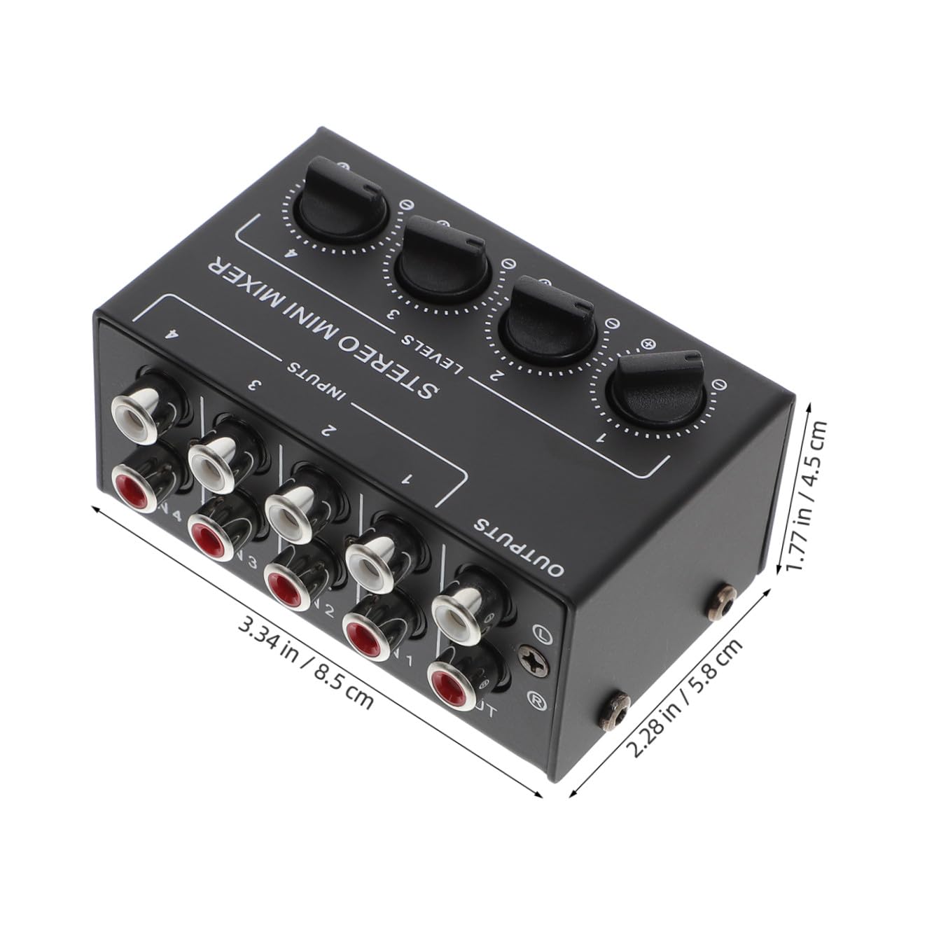 Beaupretty Mezclador Pasivo de Audio para Grabación Profesional de 4 Canales Mini Estéreo Portátil Carcasa de Hierro y Abs y Mezcla en Dispositivos Portátiles