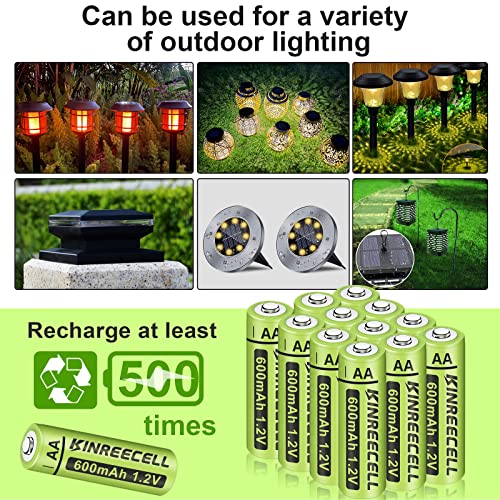 image for KINREECELL Rechargeable AA Batteries, Ni-MH Double A Solar Batteries H