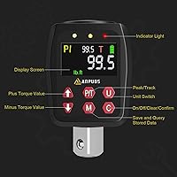 Vista 2 de Adaptador de par digital de 1/2", 5-99.5 pies-libra/6.75-135Nm, convertidor de llave dinamométrica digital con precisión de ±1%, valor