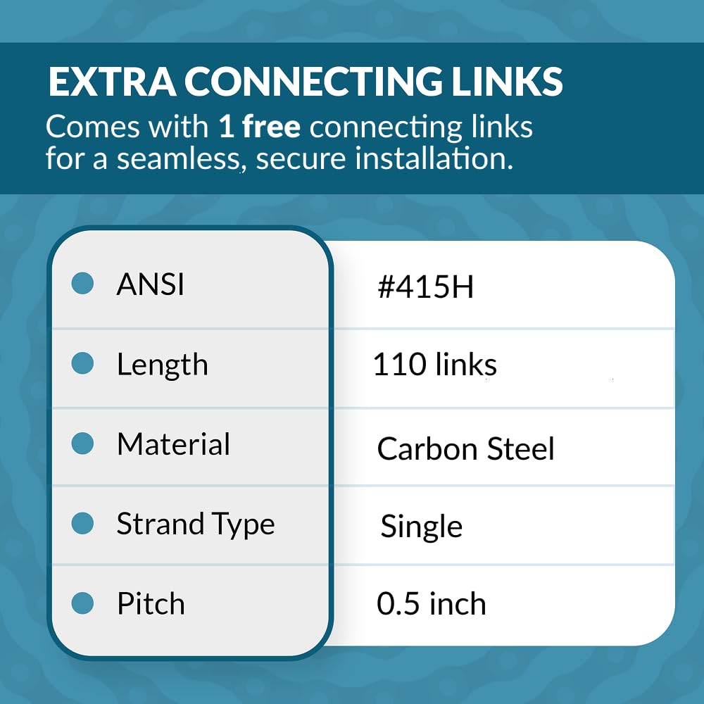 PGN 415H 110 Link Heavy Duty Motorized Bike Chain - from 49cc to 80cc for 2-Stroke Bicycle