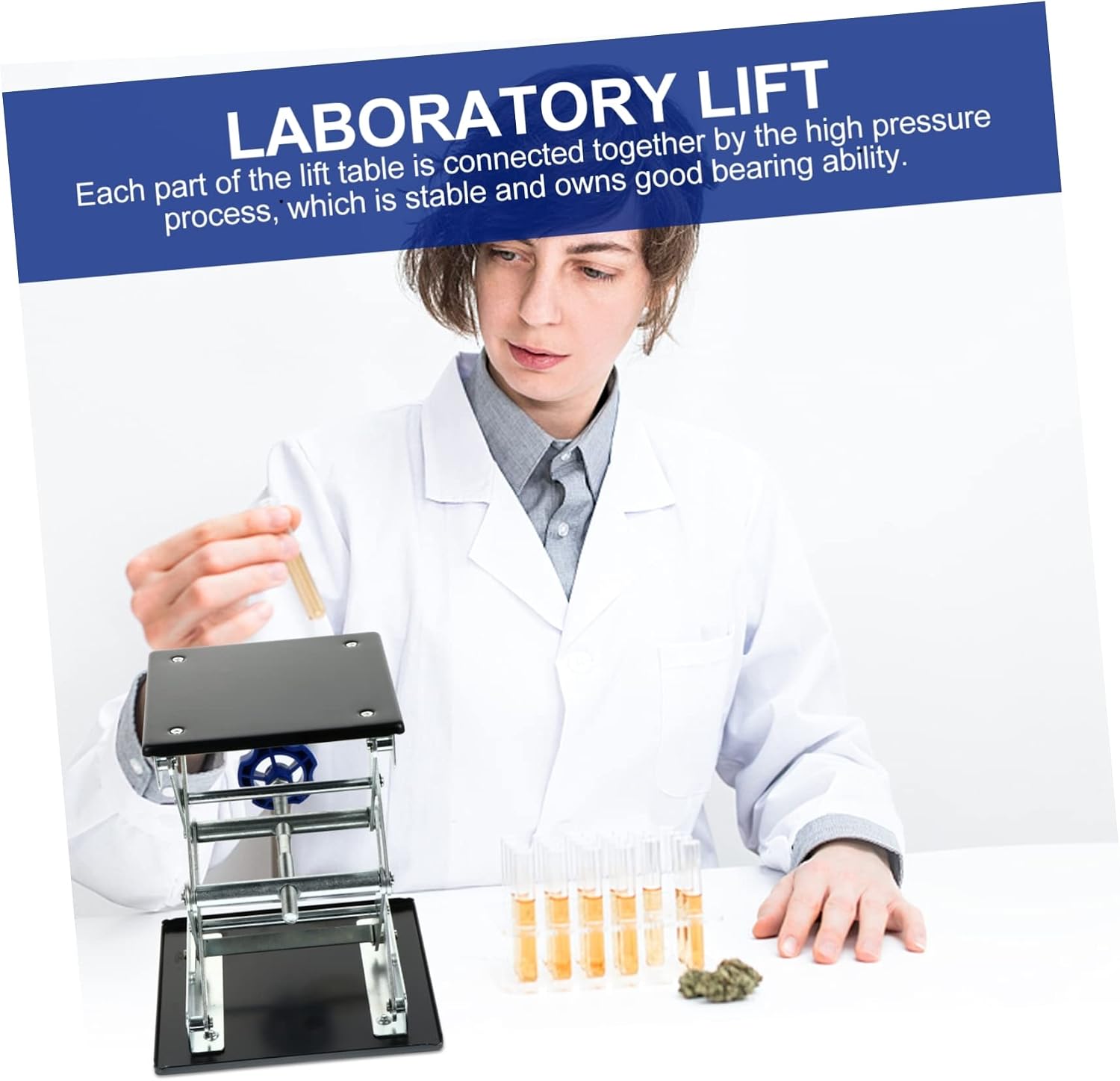 Manual Control Laboratory Lifting Platform Stand 180x180mm Stainless Steel Lab Jack Tool Holder Adjustable Height Support for Educational Experiments