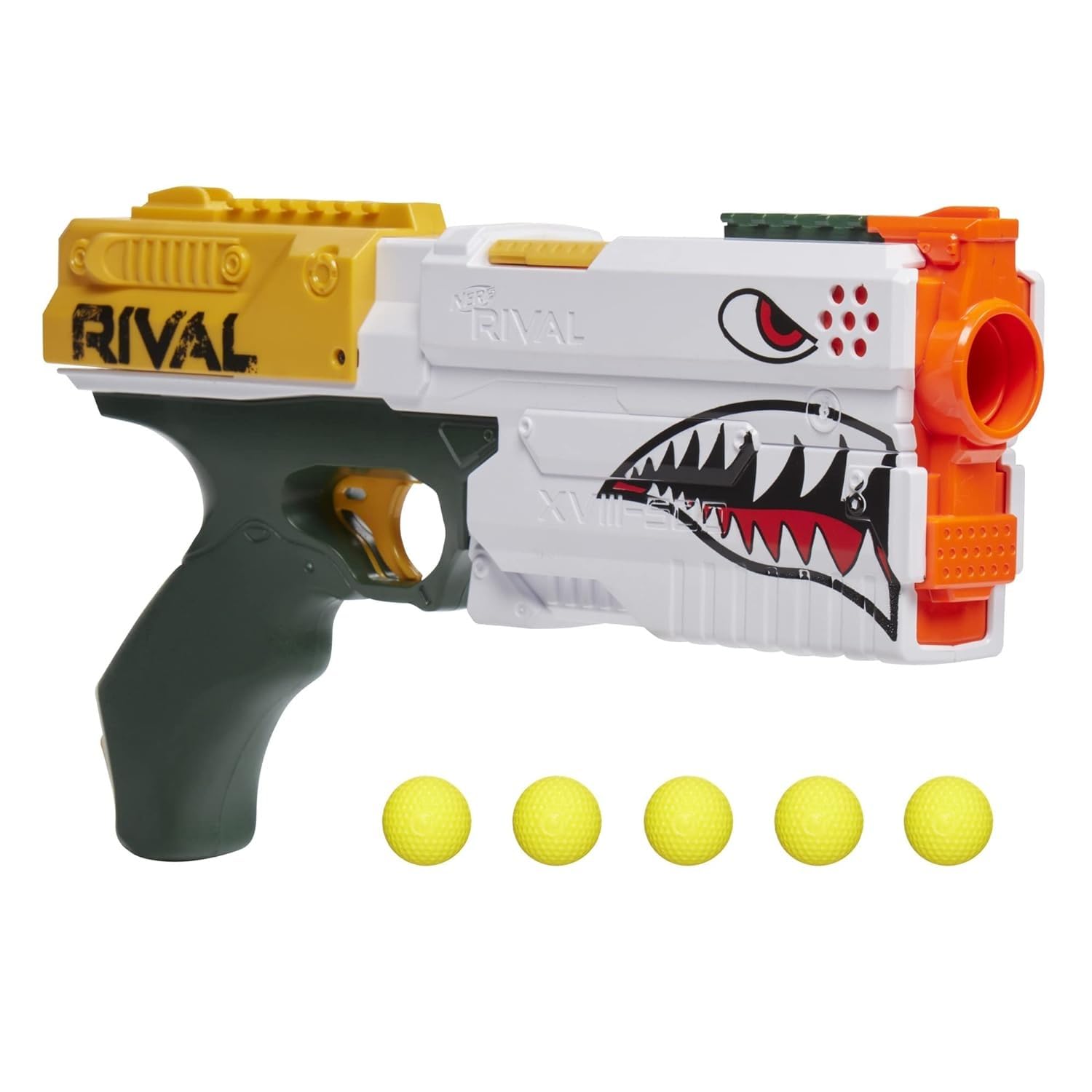 Shiyani Enterprise Rival Kronos XVIII-500 Blaster, Charge d'étranglement, 5 ronds rivaux, Action à ressort, Vitesse 90 FPS (White)