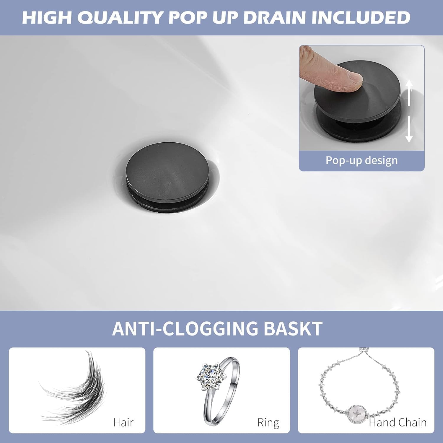 Matte Black Bathroom Faucet Single Hole Single Handle Waterfall Modern for Sink Lavatory Commercial Bath Vanity with Pop Up Drain with Overflow Deck Mount Basin Supply Line
