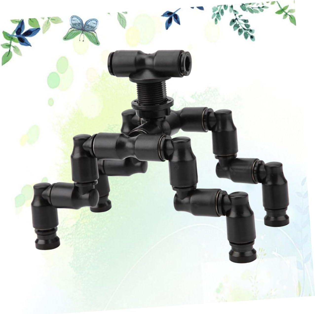 Amosfun 2sets Adjustable Cooling Nozzles for Reptiles to Sprayers Mist Sprinkler System for Terrarium Humidity Easy to Install Black