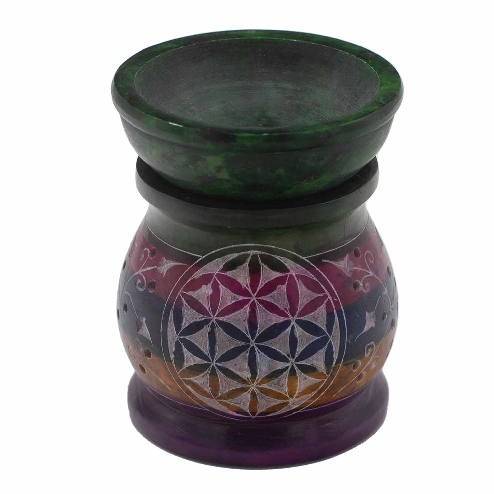 Serenityy Soapstone Oil Burner 10CmFlower Of LifeFive ColoursGloss Finish from B&Q