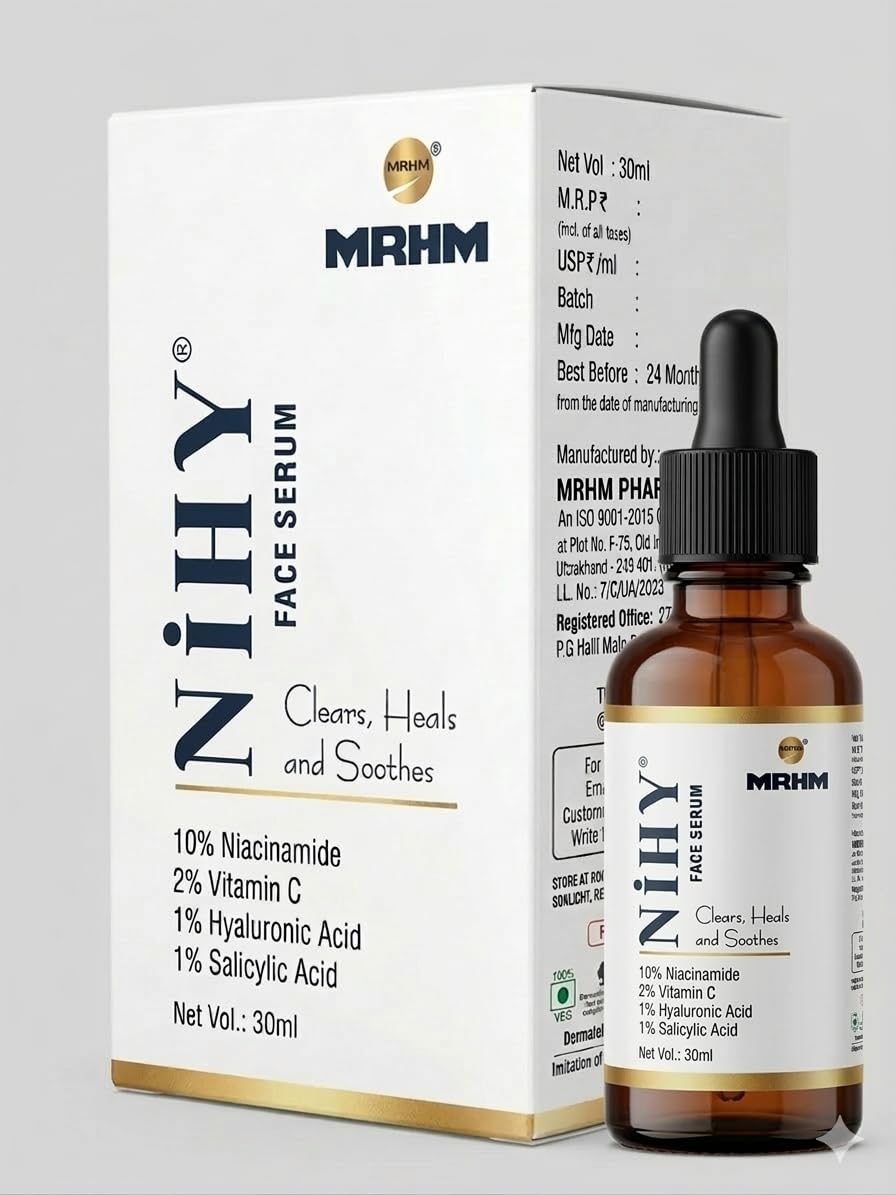 NIHY Face Serum for Glowing Skin By MRHM |10% Niacinamide, Vitamin C, & Hyaluronic Acid (30ml)-image-47