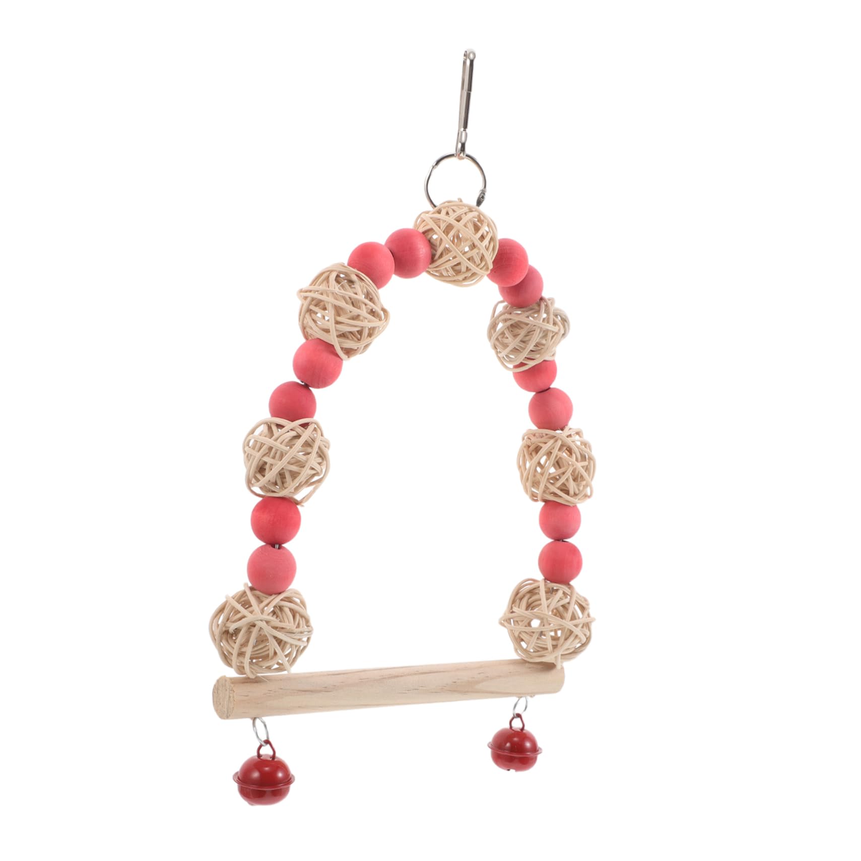 Mipcase Wooden Bird Swing: Perch with Bells Parrot Toy for Macaws and Conures Unique Cage Decoration for Comfortable Living Environment