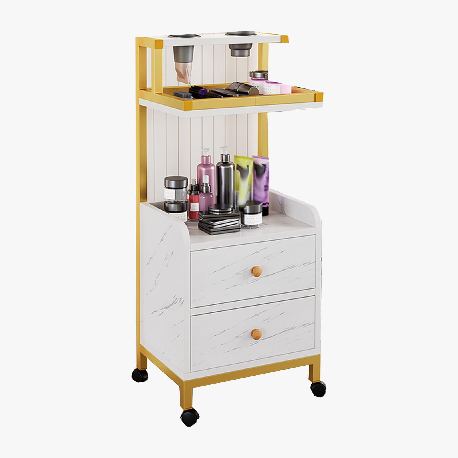 Armoire de rangement avec tiroirs et supports à outils, chariot de rangement pour salon de coiffure et magasins de détail