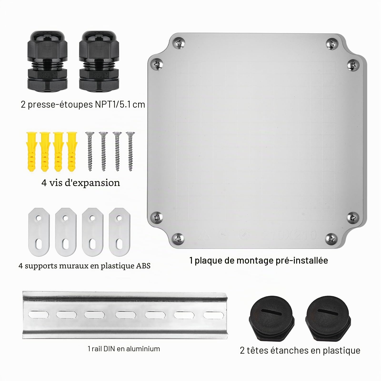 Boîte de Dérivation Electrique,Boitier Electrique Étanche avec Couvercle à Charnière,IP66 Boîte de Jonction en Plastique ABS,Couvercle Transparent Coffret Électrique 210x210x130MM