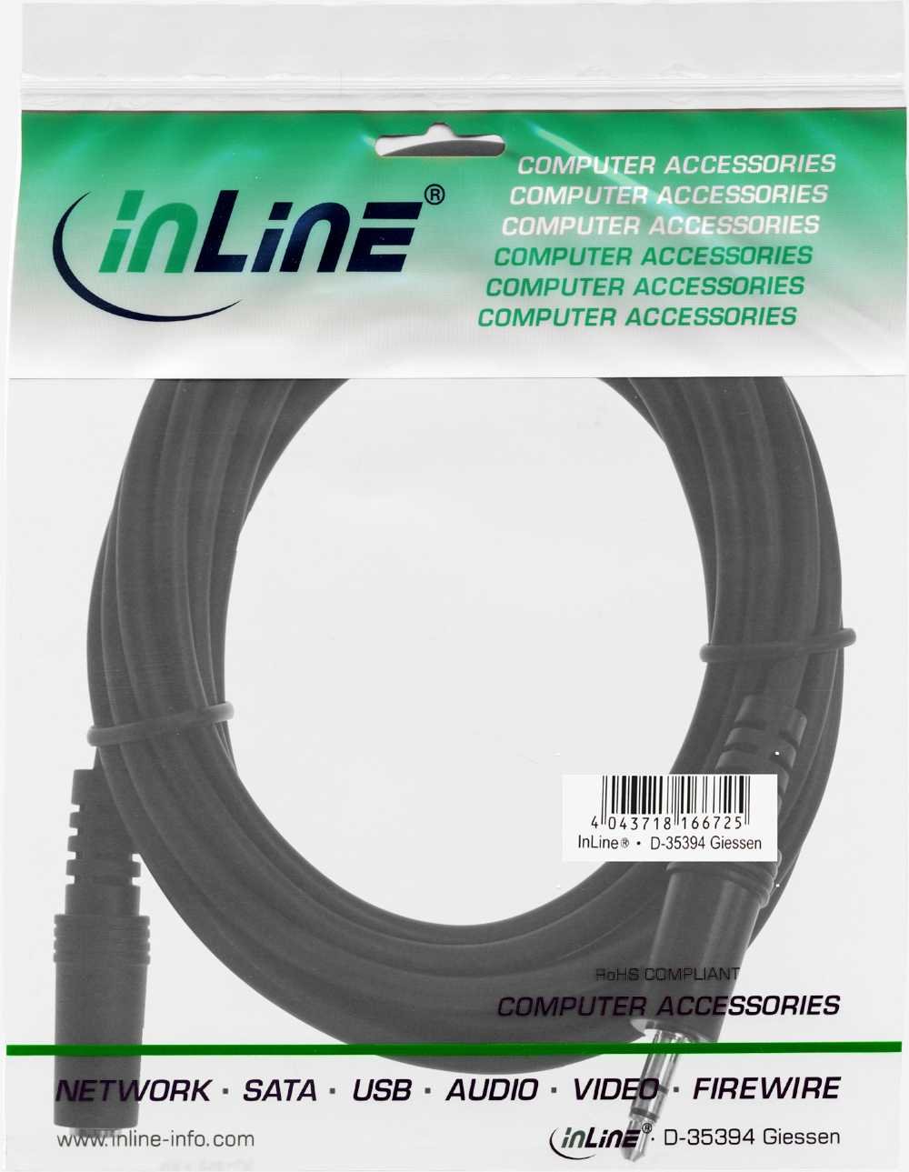 InLine 1m 3.5mm Male to Female Stereo Audio Cable