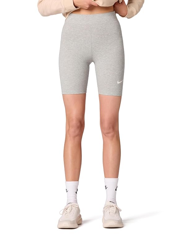 Nike Women's Sportswear Classic High-Waisted 8" Bike Shorts, Dark Grey Heather/Sail, Medium by Nike - Used condition - US$24.71
