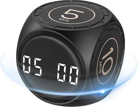 Pomodoro Timer, 5/10/25/50 Mins Preset Stopwatch, ADHD Tool Desk Productivity Timer with Vibration, Mute & Alarm Modes, for Work Study Back to School Kitchen, Black