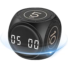 Pomodoro Timer, 5/10/25/50 Mins Preset Stopwatch, ADHD Tool Desk Productivity Timer with Vibration, Mute & Alarm Modes, for Work Study Back to School Kitchen, Black