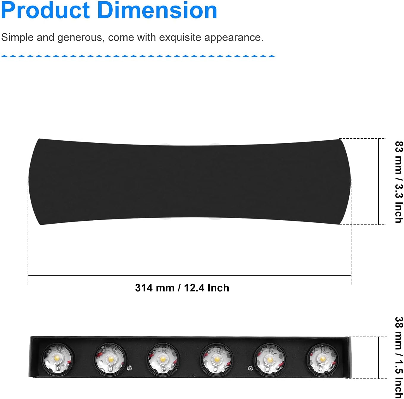 Kawell 12W Modern Wall Sconces LED Wall Light Up Down Indoor Outdoor Aluminum Wall Lamp LED Waterproof IP65 for Bedroom Living Room Bathroom Stairs Hallway Corridor Porch, Black 3000K