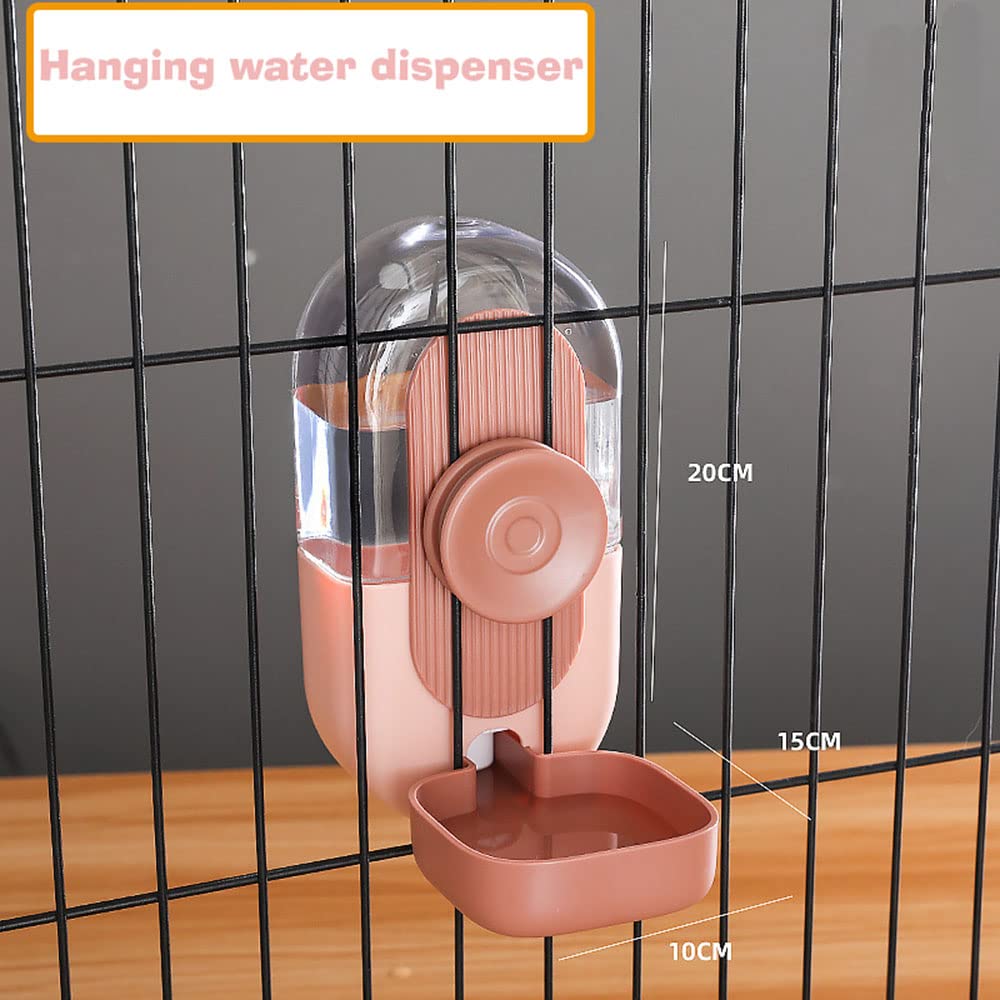 ONEFOLL Hängender Käfig Automatischer Wasserspender Kleine Haustiere Feeder Trinkset, Futterspender und Wasserspender für kleine Hunde Katzen Kaninchen Haustiere Kleintiere (Rosa)