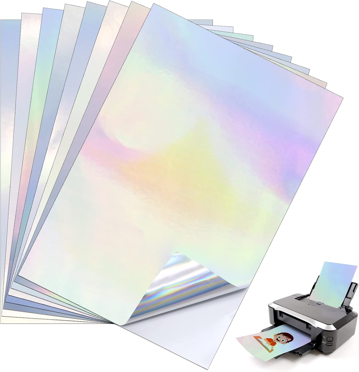 10 Sheets Premium Vinyl Sticker Foil A4 Holographic Printable Vinyl ...