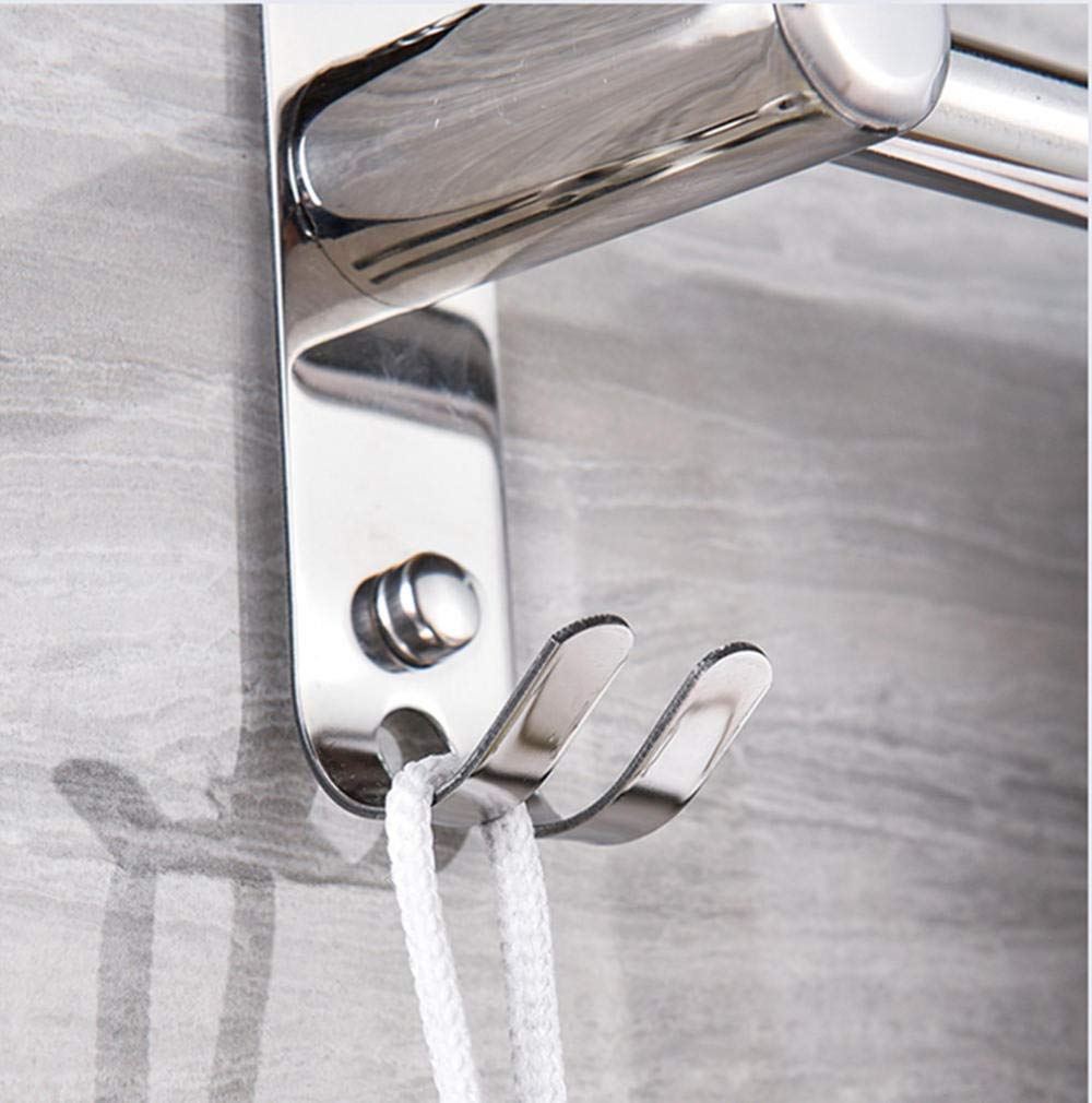 Barre porte-serviettes double chromée de 40 cm en acier inoxydable, porte-serviettes mural pour salle de bain et cuisine, halter manuel durable pour économiser de l'espace