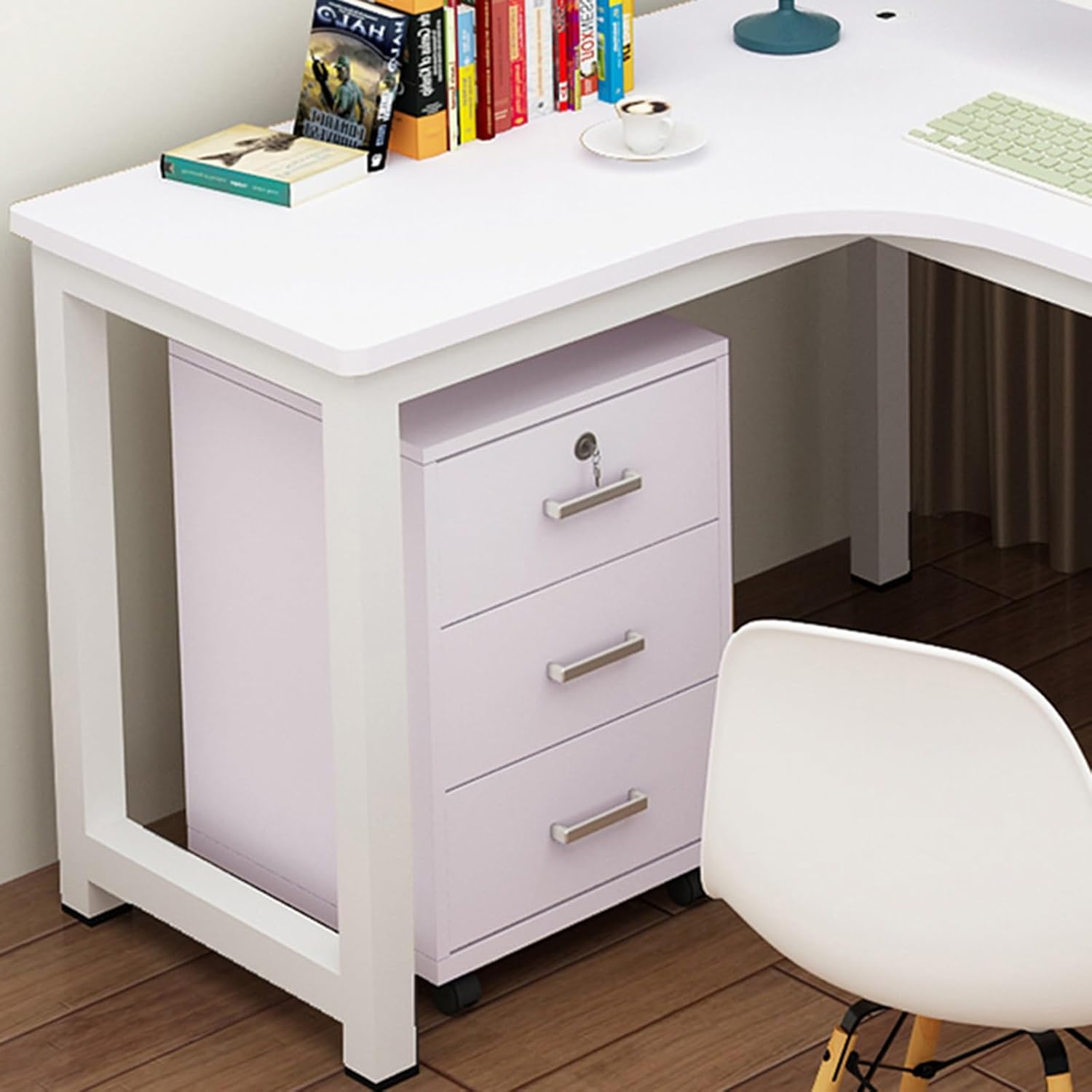 Storage Box Storage Cabinet，Locking Filing Cabinet with Drawers on Wheels - Under Desk File Cabinet for Home Office Organization and Storage