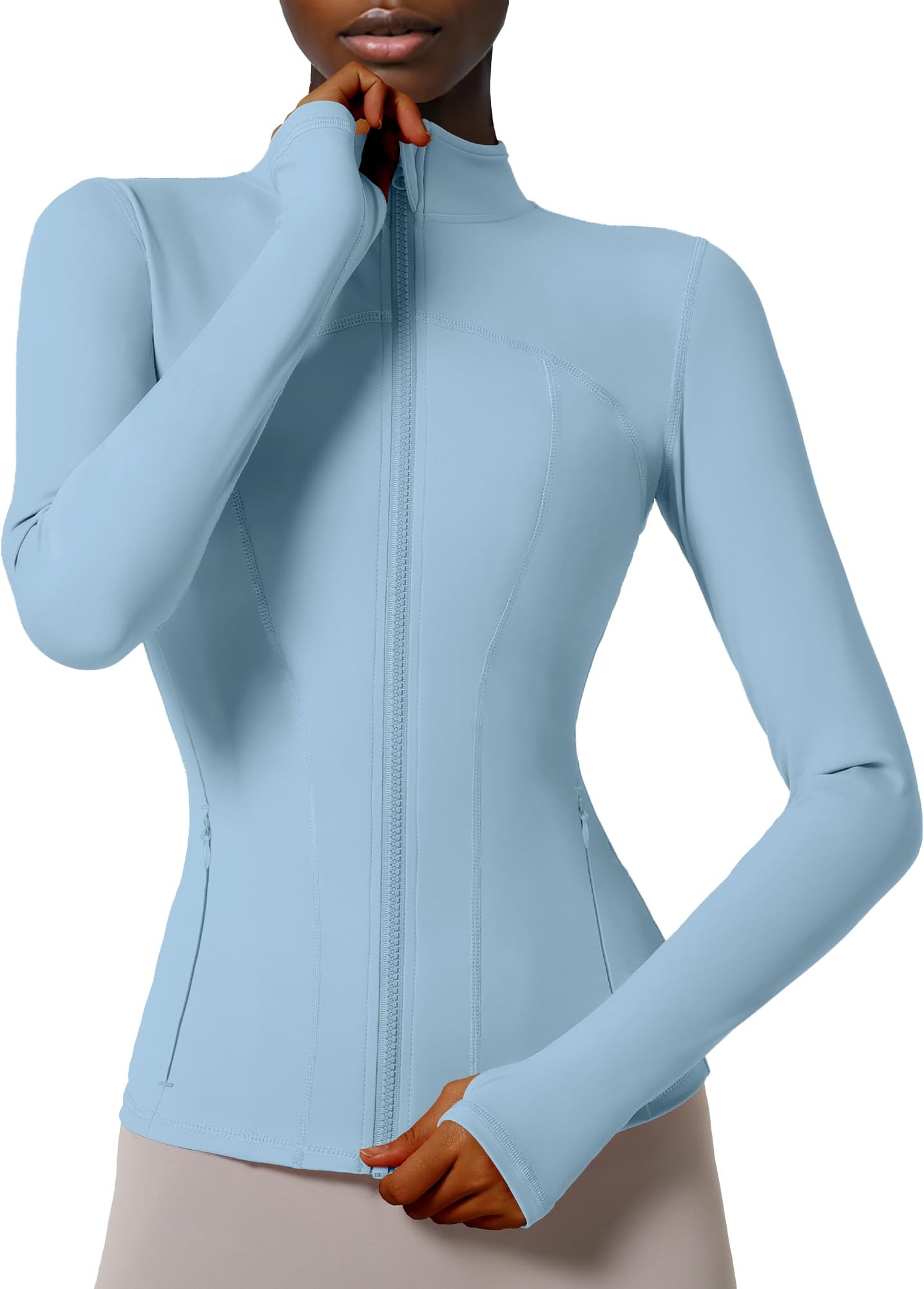 Locachy Women's Slim Fit Full Zip Athletic Running Sports Workout Jacket with Pockets