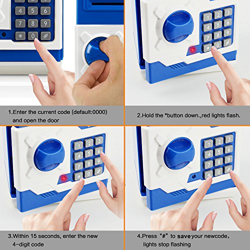 Jhua Cartoon Piggy Bank Password Electronic Money Bank Safe Saving Box Atm Bank Safe Locks Panda Smart Voice Prompt Money Piggy Box For Children (Blue) #TOP5
