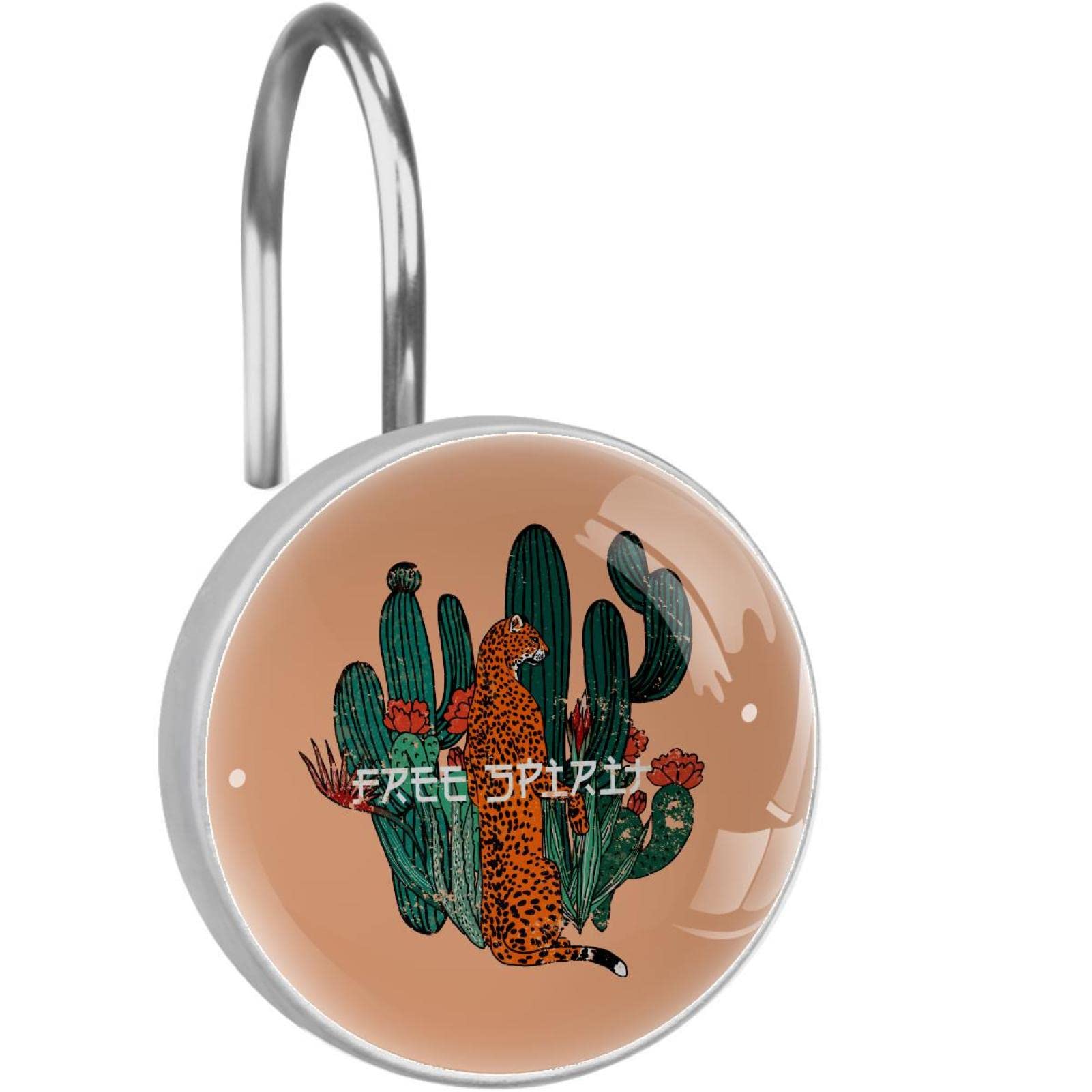 Crochets pour rideau de douche acier inoxydable salle de bain cactus