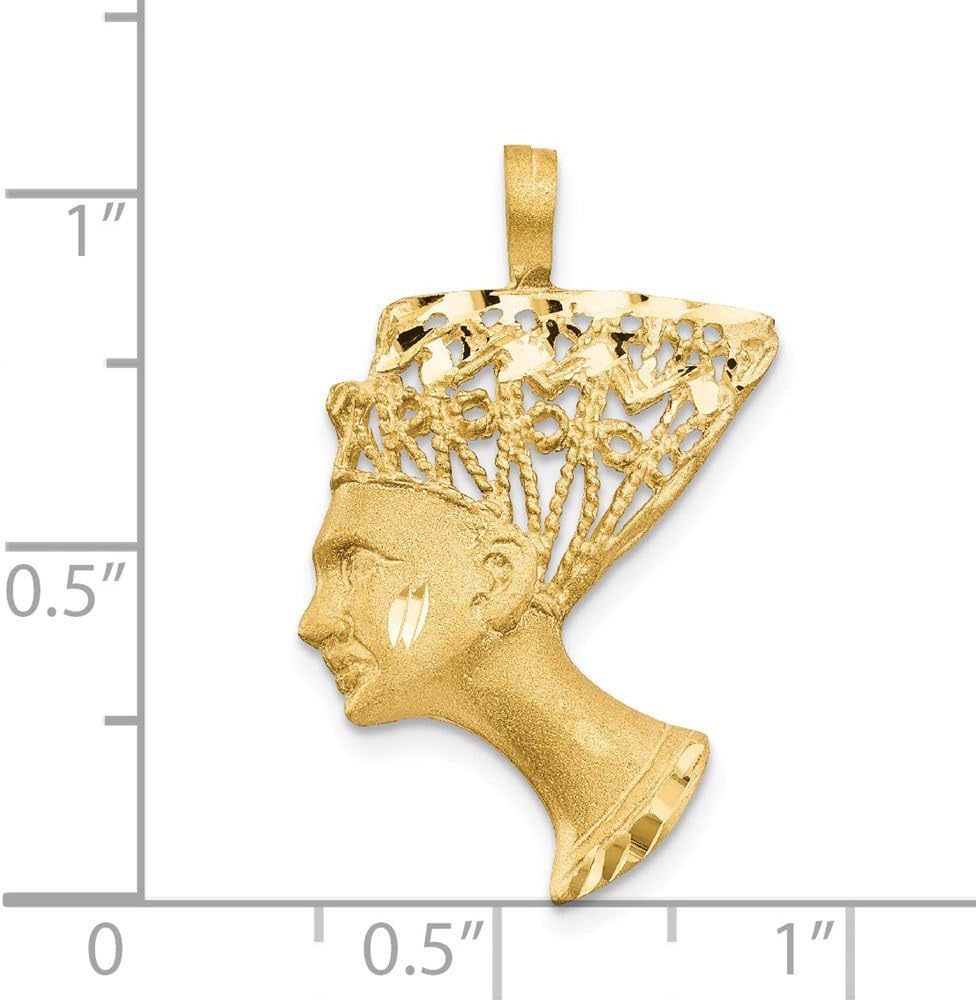 Solid 14K Yellow Gold Nefertiti Charm (1.14 x 0.75 Inches)
