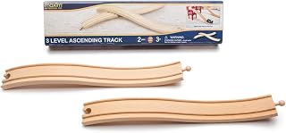 Maxim Enterprise, inc. 3 Level Ascending Wooden Train Track, Wooden Track Pieces Creates Double Ascending and Descending, Reversible Tracks, 2 Piece Pack Compatible with Major Brands